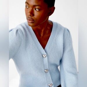 & Other Stories Paris Atelier Baby Blue Alpaca Cardigan Sweater, XS